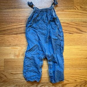 Baby gap chambray polka dot romper size 6-12 months